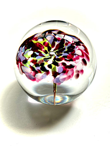 Paperweight purple flower with greens and pinks